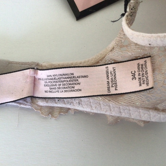 VICTORIAS SECRET DREAM ANGELS PUSH UP BRA SHIMMER LACE SIZE 34C - Picture 8 of 14